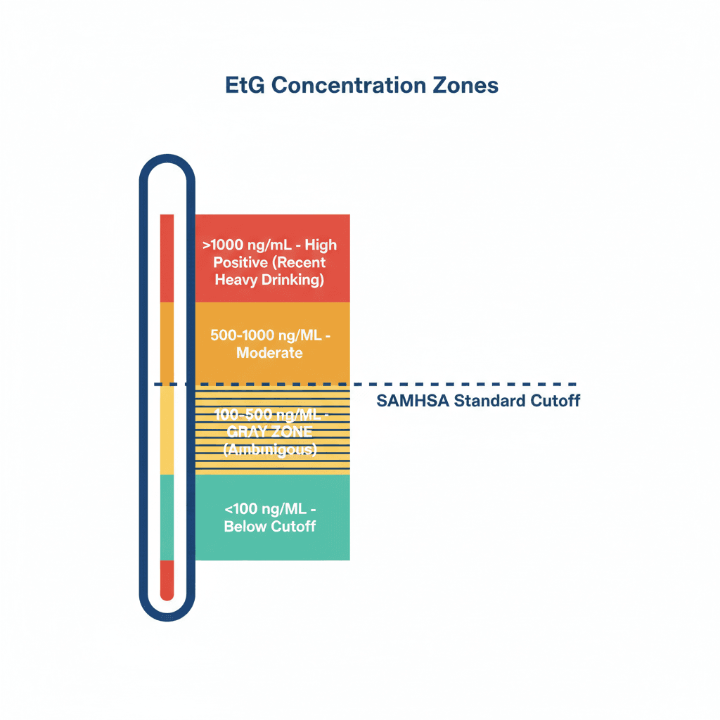 EtG threshold zones - low positive vs high positive